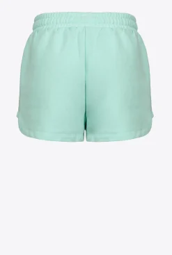Pantalons|PINKO Short A Logo Imprime Bleu Mousseline