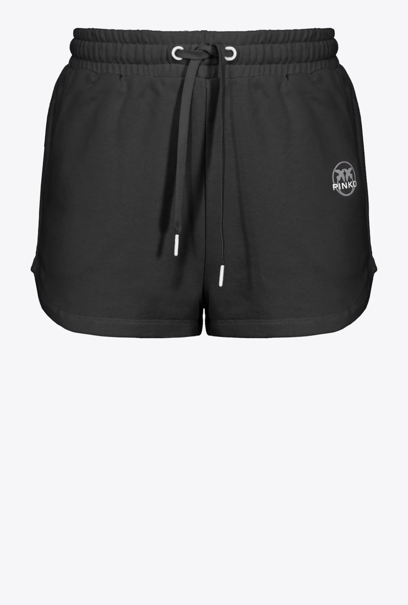 Pantalons|PINKO Short A Logo Imprime Noir Limousine