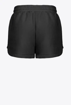Pantalons|PINKO Short A Logo Imprime Noir Limousine