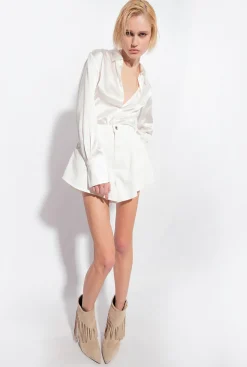 Jeans|PINKO Short Butterfly En Bull Blanc Brill.