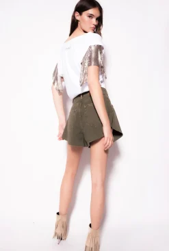 Jeans|PINKO Short Butterfly En Bull Vert Canon De Fusil