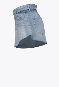 Jeans|PINKO Short Butterfly En Denim Bleach Delavage Clair Vintage
