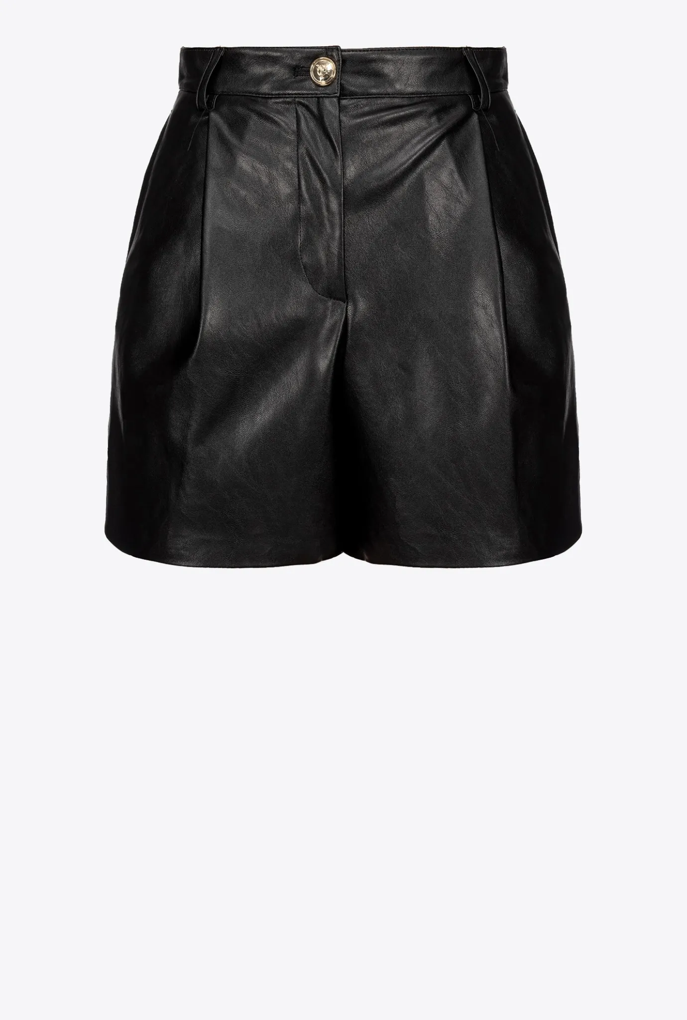 Pantalons|PINKO Short Effet Cuir Noir Limousine