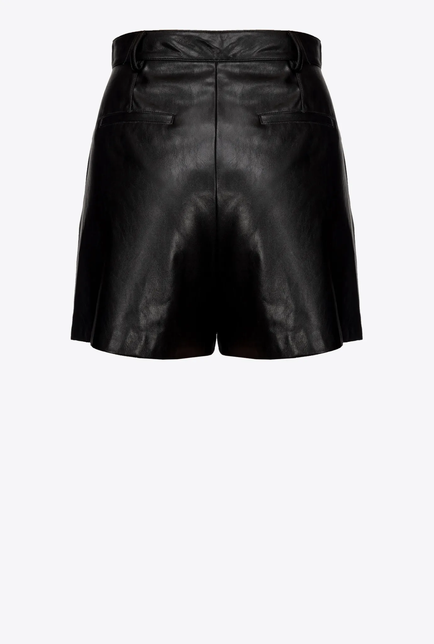 Pantalons|PINKO Short Effet Cuir Noir Limousine