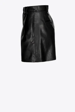 Pantalons|PINKO Short Effet Cuir Noir Limousine