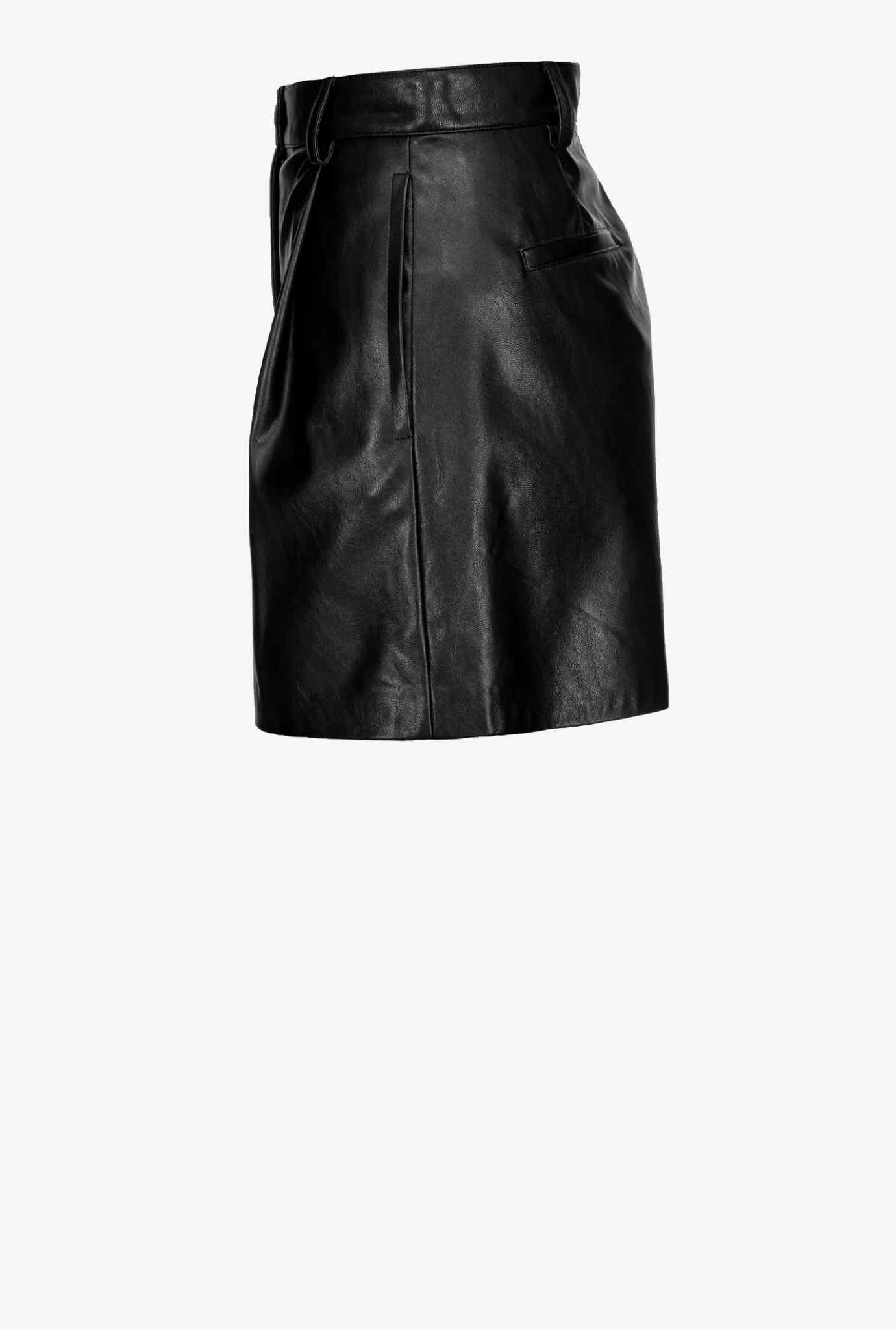Pantalons|PINKO Short Effet Cuir Noir Limousine