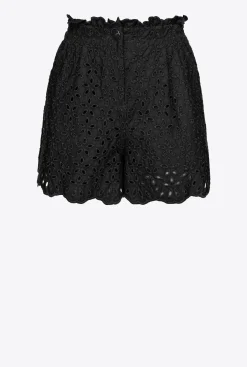 Pantalons|PINKO Short En Broderie Anglaise Noir Limousine