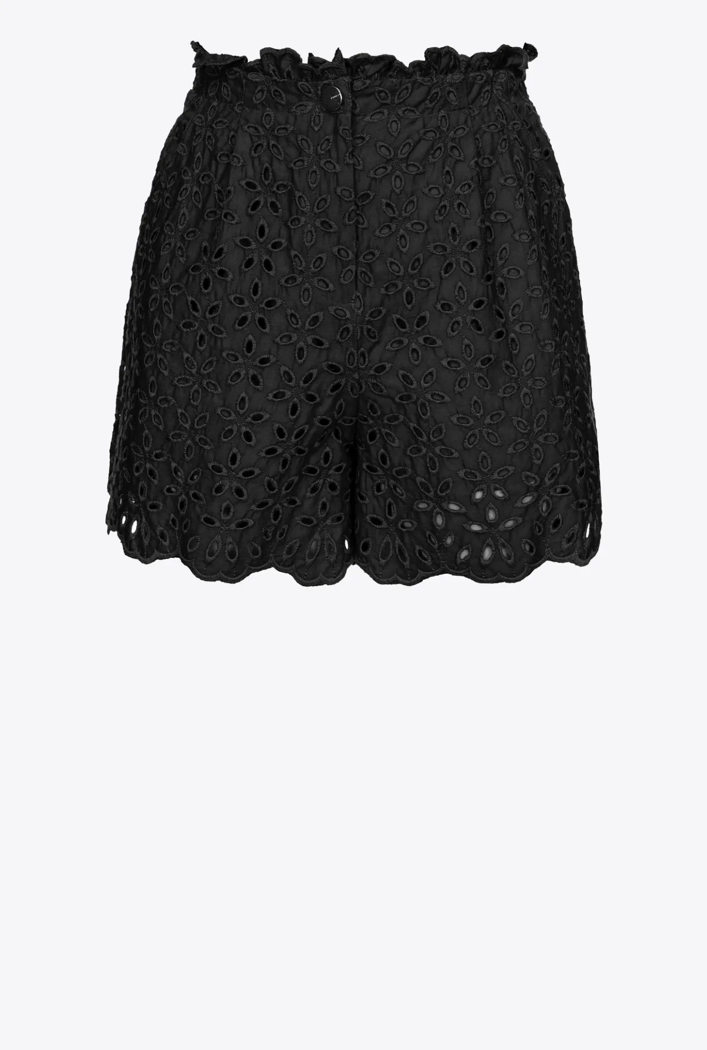 Pantalons|PINKO Short En Broderie Anglaise Noir Limousine