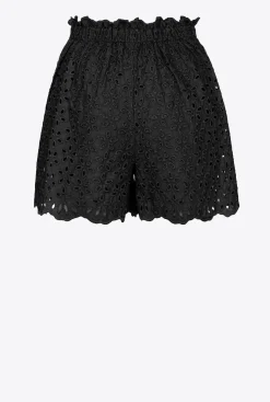 Pantalons|PINKO Short En Broderie Anglaise Noir Limousine