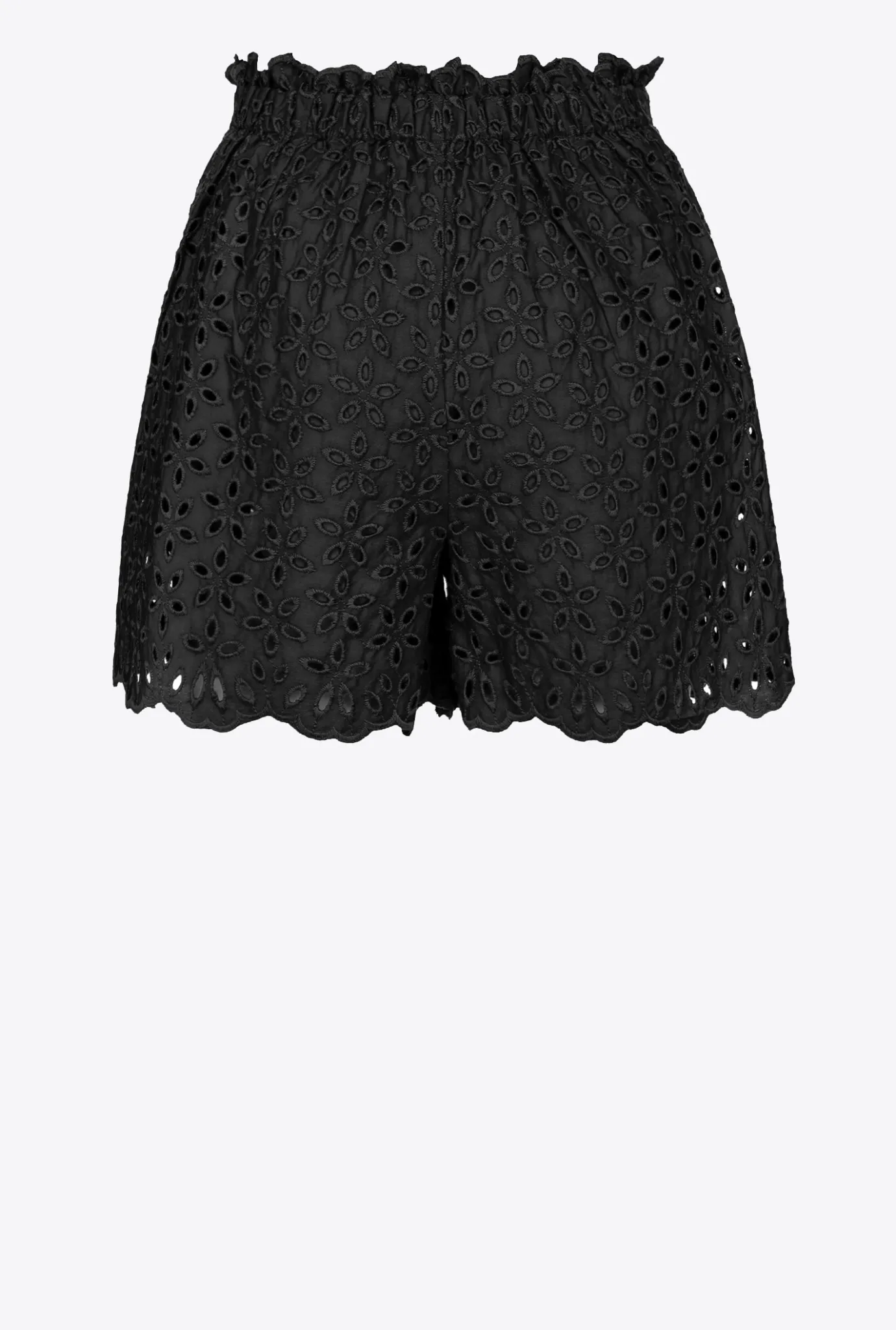 Pantalons|PINKO Short En Broderie Anglaise Noir Limousine