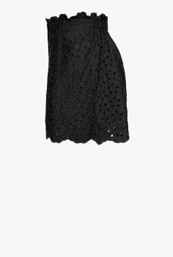 Pantalons|PINKO Short En Broderie Anglaise Noir Limousine