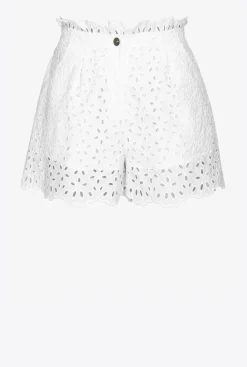 Pantalons|PINKO Short En Broderie Anglaise Blanc Brill.