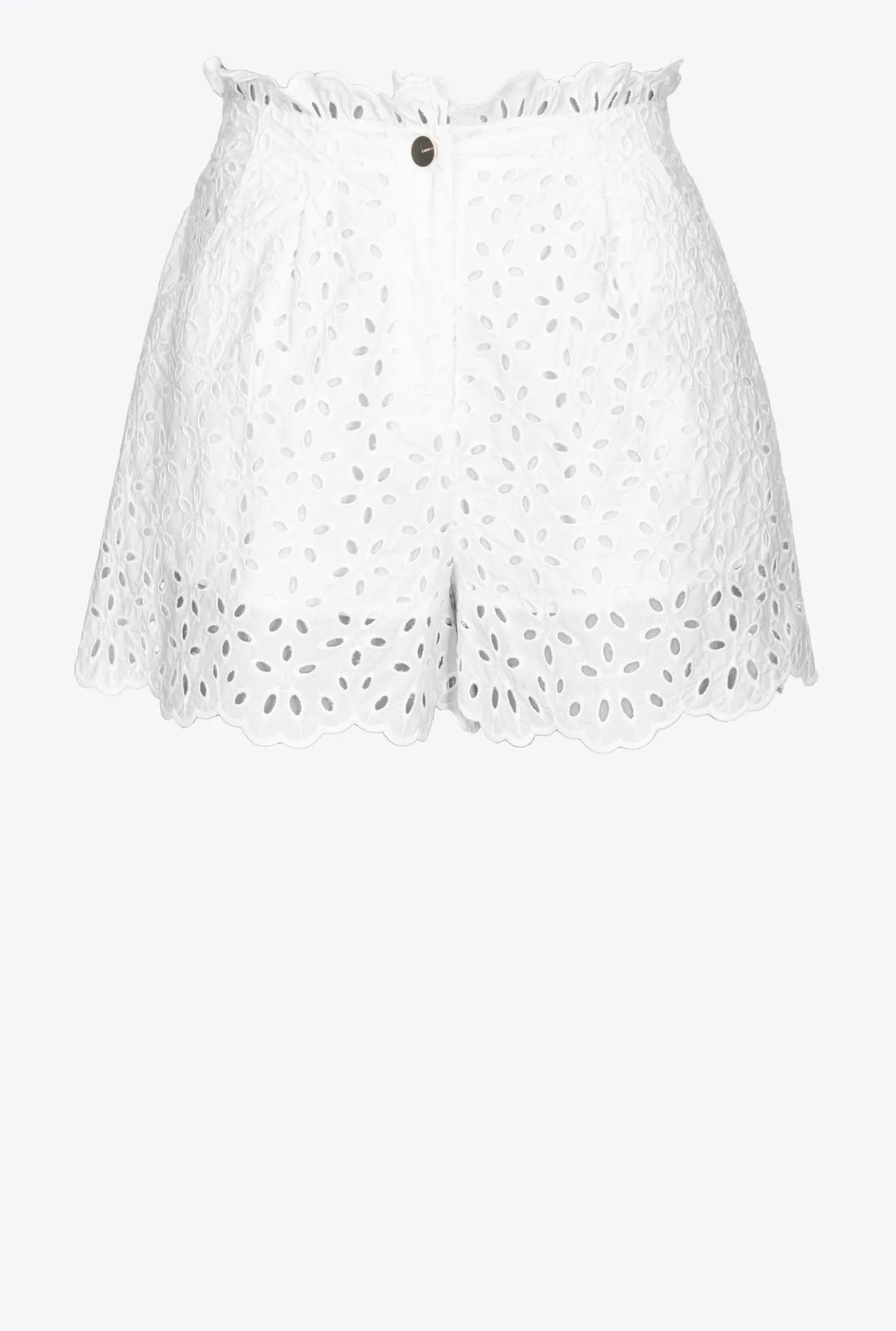Pantalons|PINKO Short En Broderie Anglaise Blanc Brill.