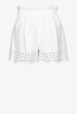 Pantalons|PINKO Short En Broderie Anglaise Blanc Brill.