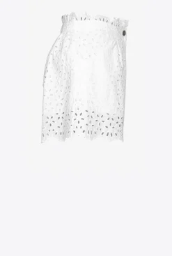 Pantalons|PINKO Short En Broderie Anglaise Blanc Brill.
