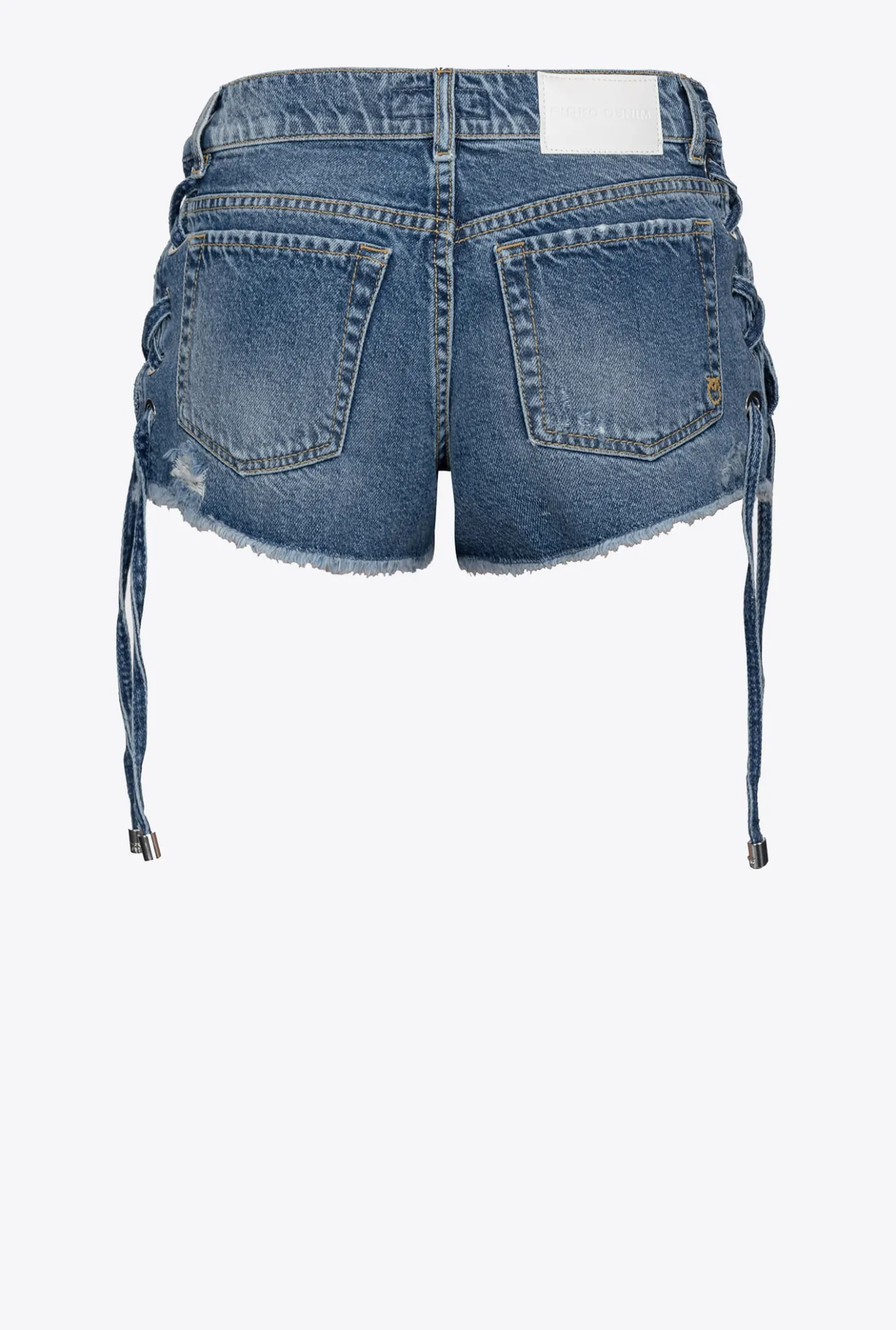 Jeans|PINKO Short En Denim A Lacets Delavage Clair Vintage