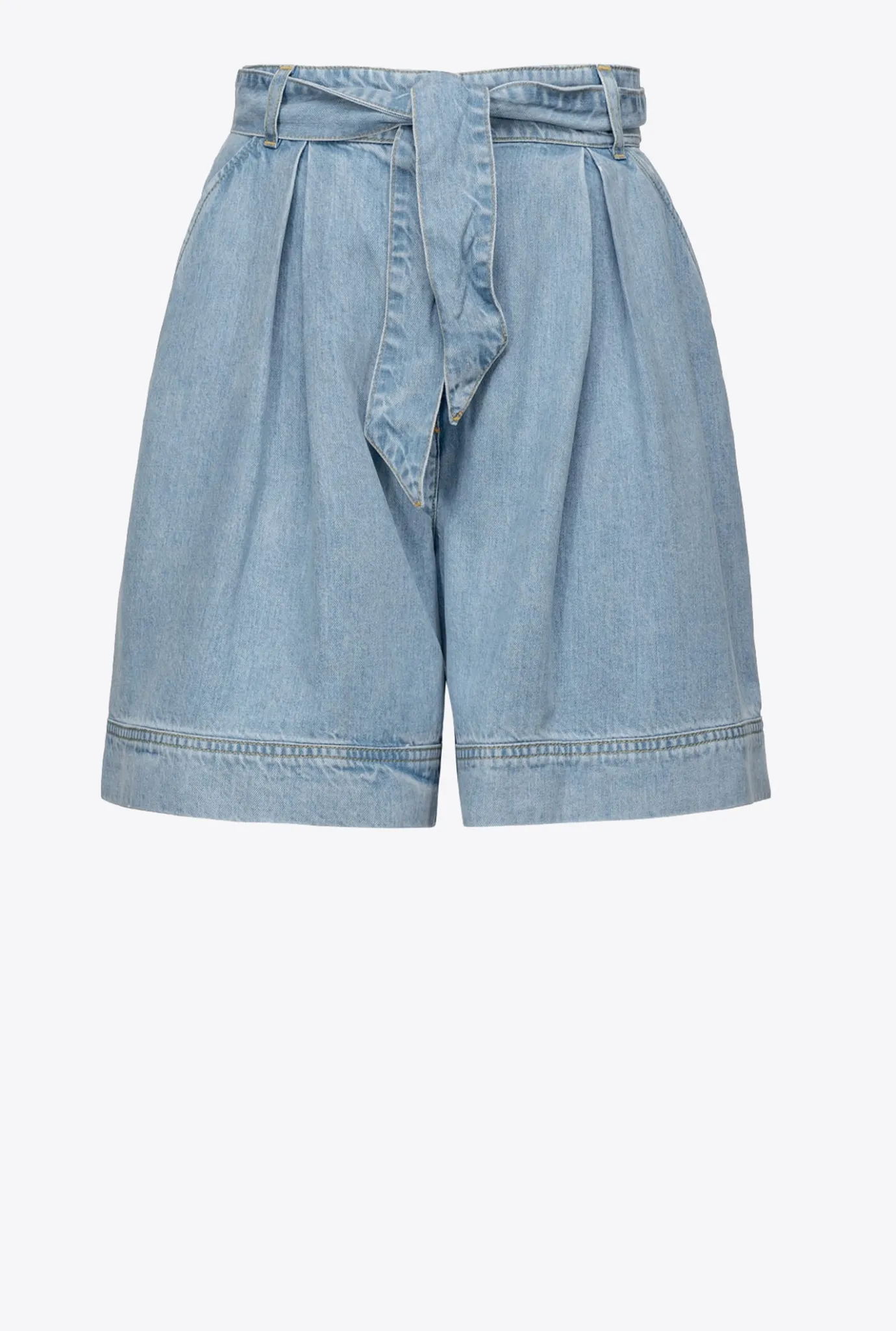 Pantalons|PINKO Short En Denim Fluide Delavage Moyen