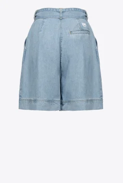 Pantalons|PINKO Short En Denim Fluide Delavage Moyen