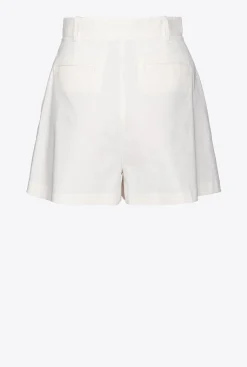 Pantalons|PINKO Short En Lin Stretch Blanc Nimbus
