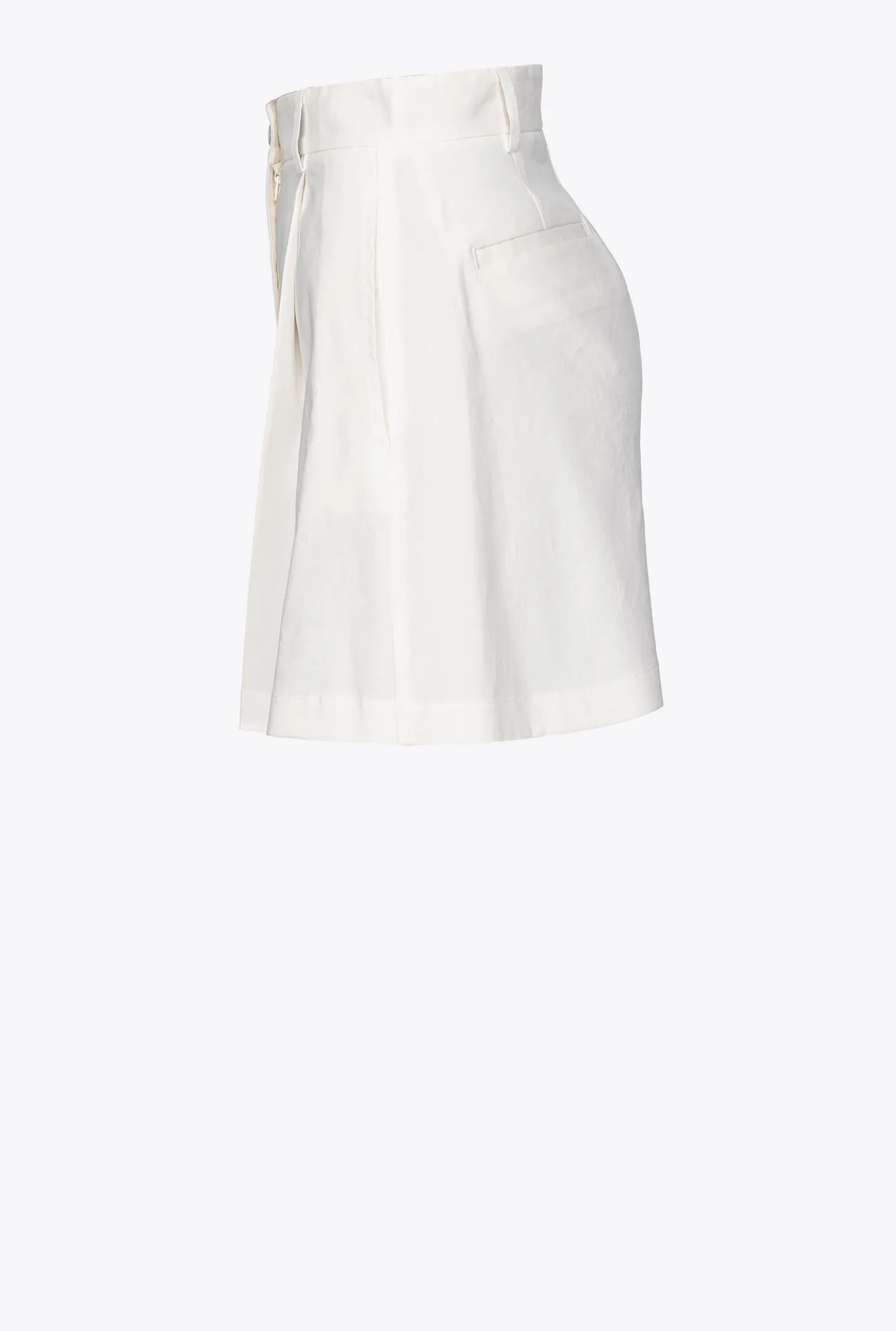 Pantalons|PINKO Short En Lin Stretch Blanc Nimbus