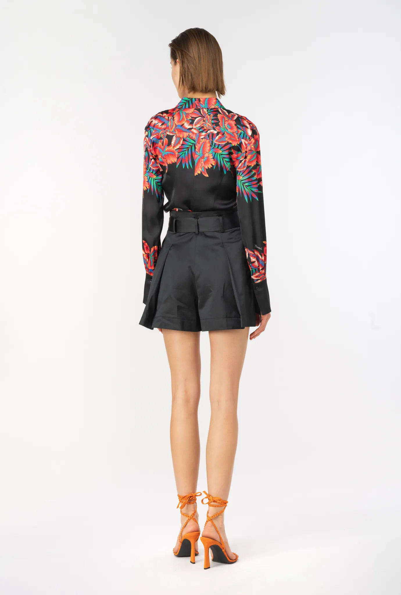 Pantalons|PINKO Short En Popeline Ceinture Noir Limousine