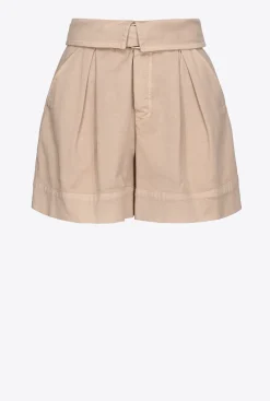 Jeans|PINKO Short Taille Haute Ceinture Beige Safari