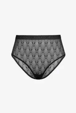 Lingerie|PINKO Slip En Dentelle Taille Haute Noir Limousine
