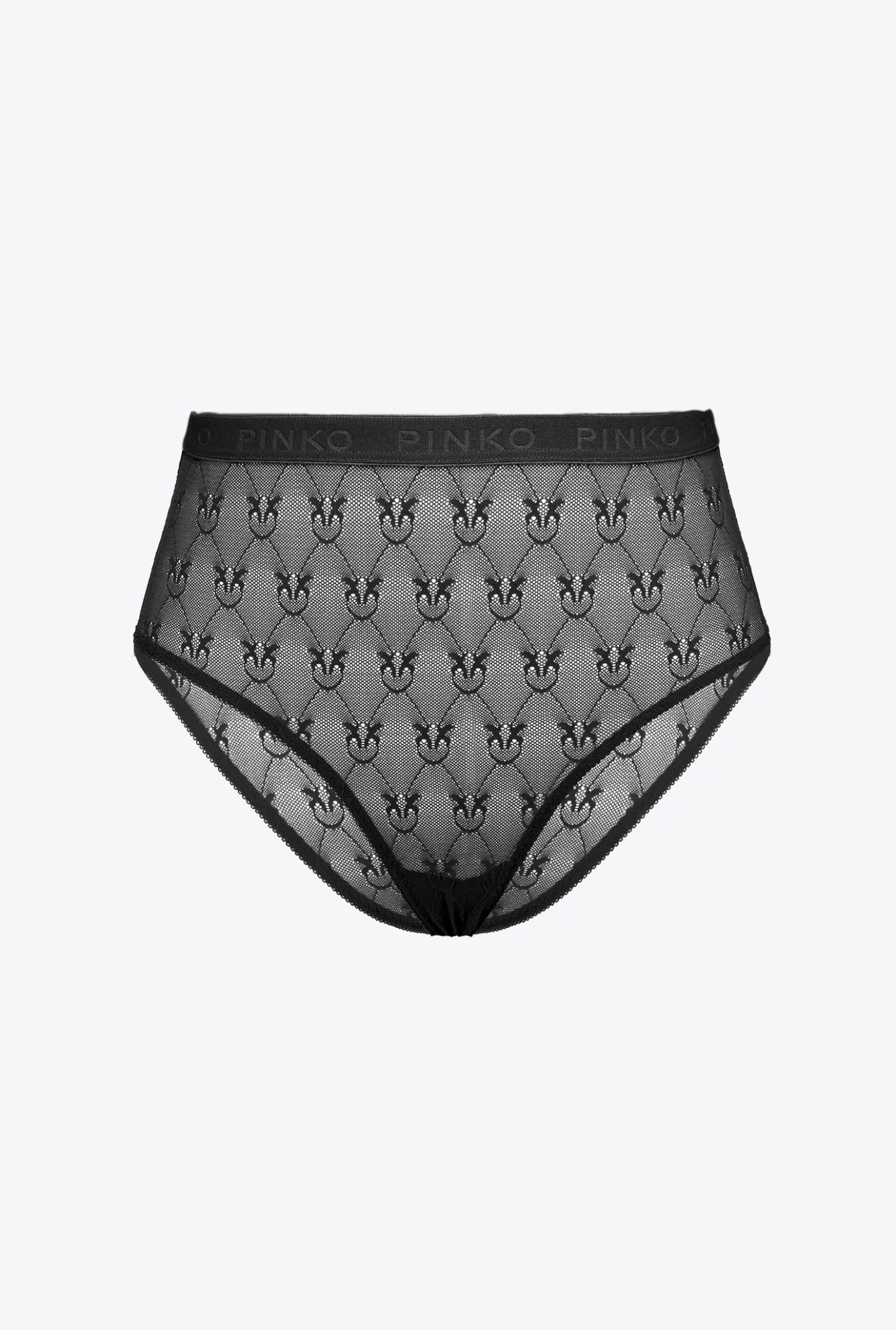 Lingerie|PINKO Slip En Dentelle Taille Haute Noir Limousine