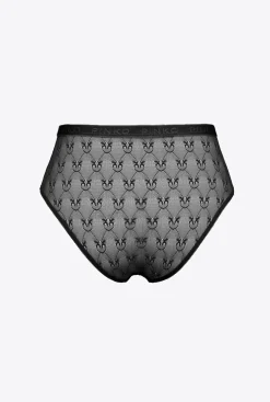 Lingerie|PINKO Slip En Dentelle Taille Haute Noir Limousine