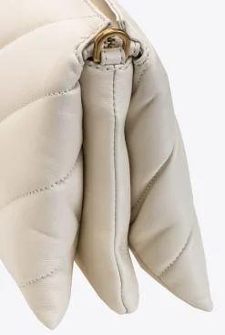 Sacs À Bandoulière|PINKO Small Twins Bag Maxi Quilt Blanc+Blanc-Or Antique