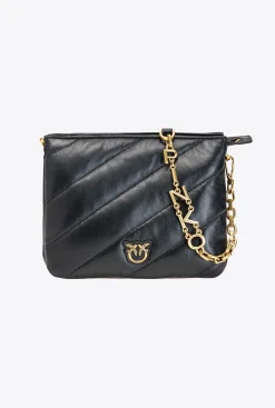 Sacs À Bandoulière|PINKO Small Twins Bag Maxi Quilt Noir-Vieil Or