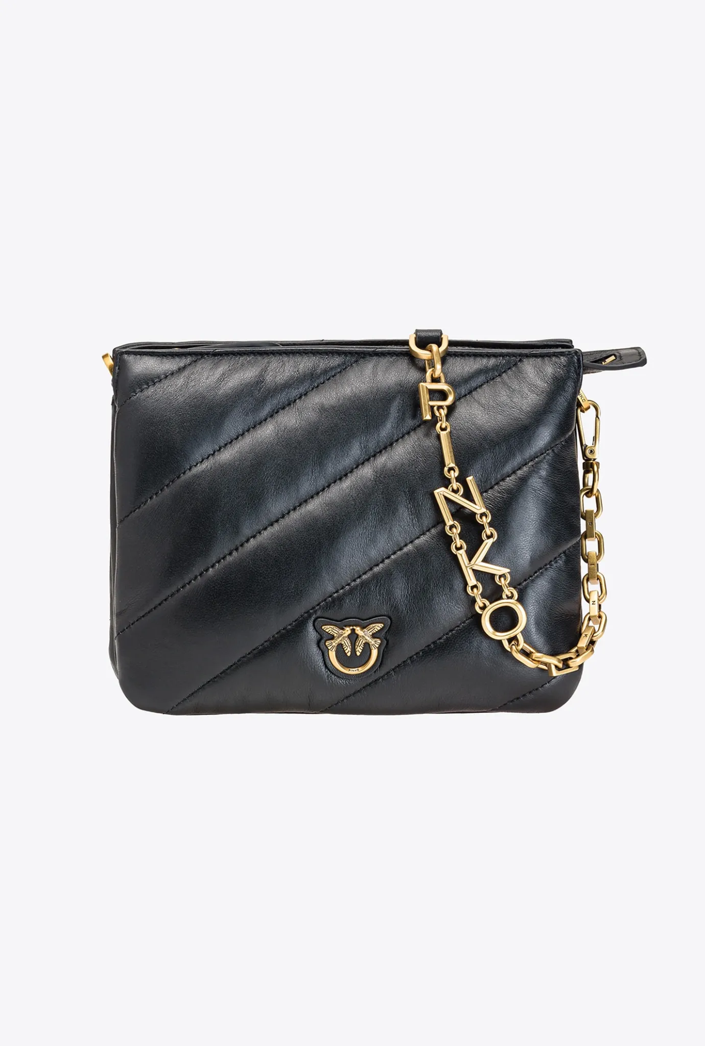 Sacs À Bandoulière|PINKO Small Twins Bag Maxi Quilt Noir-Vieil Or