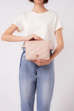 Sacs À Bandoulière|PINKO Small Twins Bag Maxi Quilt Rose/Rose Poudre-Or Antique