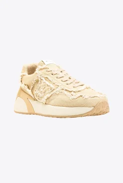 Chaussures|PINKO Sneakers En Denim Beige - Sable Ardent