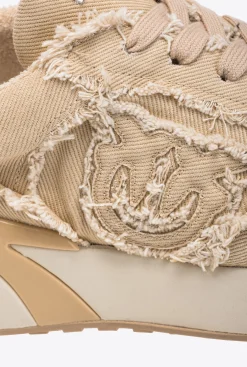 Chaussures|PINKO Sneakers En Denim Beige - Sable Ardent