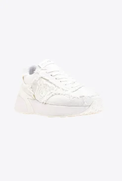Chaussures|PINKO Sneakers En Denim Blanc + Blanc