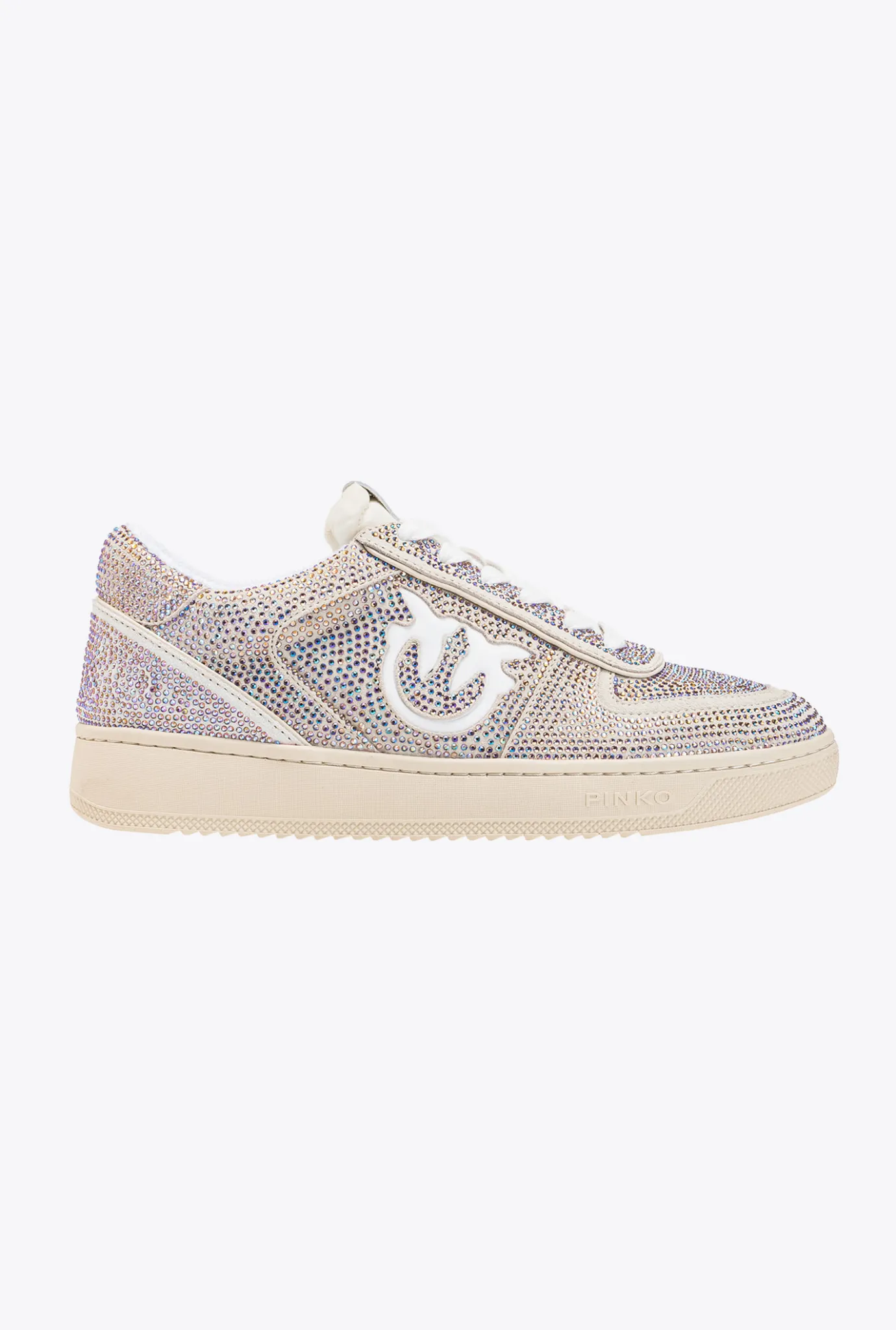 Chaussures|PINKO Sneakers Plates En Daim A Strass Blanc Casse