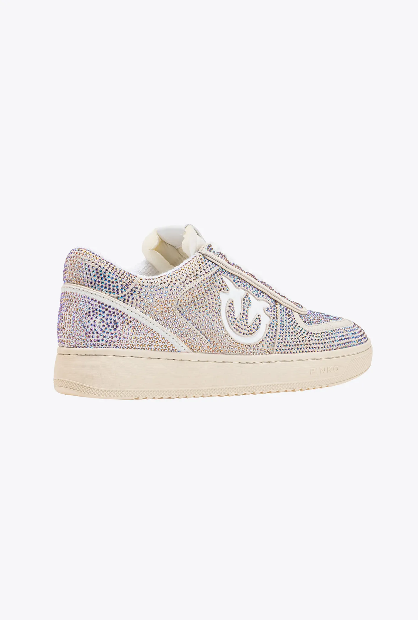Chaussures|PINKO Sneakers Plates En Daim A Strass Blanc Casse