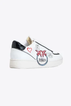 Chaussures|PINKO Sneakers Plates Graffiti Blanc/Rouge/Noir
