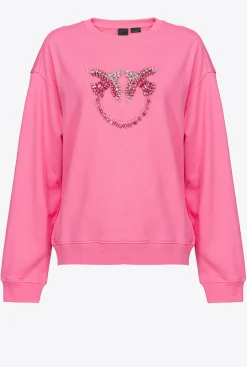 Pièces En Maille|PINKO Sweat-Shirt A Broderie Love Birds Rose-Convolvus