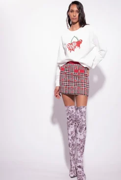 Pièces En Maille|PINKO Sweat-Shirt A Imprime Cerise Blanc Soie