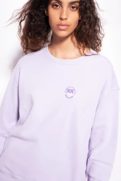Tailleurs Et Ensembles|PINKO Sweat-Shirt A Logo Imprime Lilas - Sorbet Clair