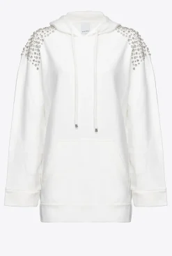 Pièces En Maille|PINKO Sweat-Shirt Bijoux A Capuche Blanc Nimbus