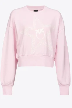 Pièces En Maille|PINKO Sweat-Shirt Court A Logo Etoile Lilas Poudre