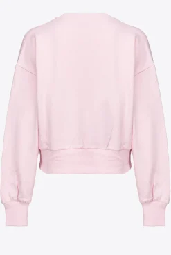 Pièces En Maille|PINKO Sweat-Shirt Court A Logo Etoile Lilas Poudre
