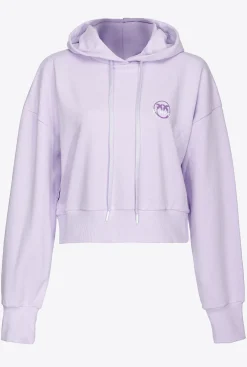 Pièces En Maille|PINKO Sweat-Shirt Cropped A Logo Imprime Lilas - Sorbet Clair