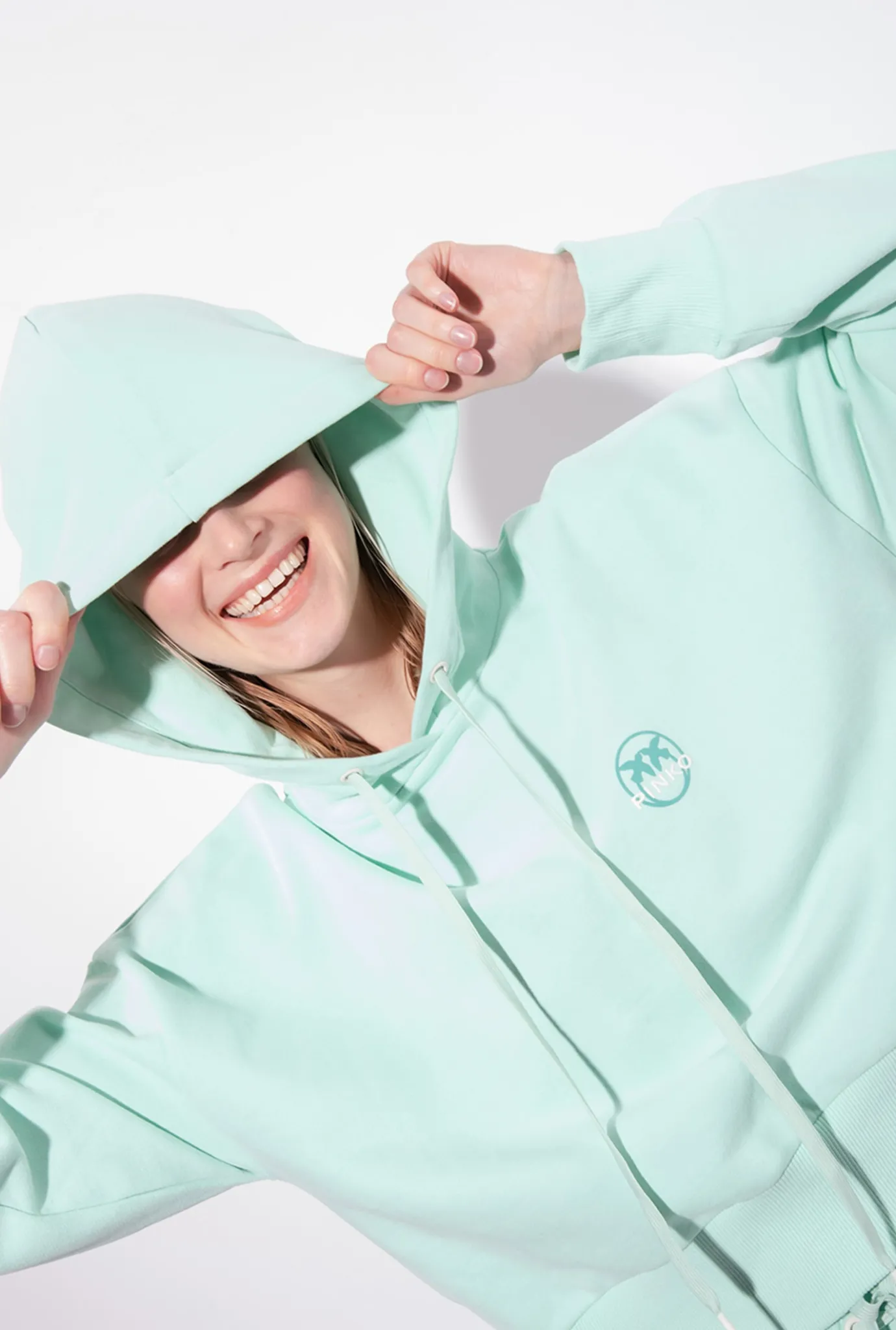 Pièces En Maille|PINKO Sweat-Shirt Cropped A Logo Imprime Bleu Mousseline