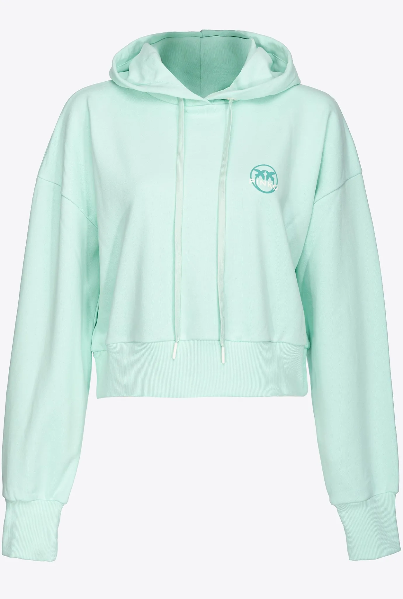 Pièces En Maille|PINKO Sweat-Shirt Cropped A Logo Imprime Bleu Mousseline