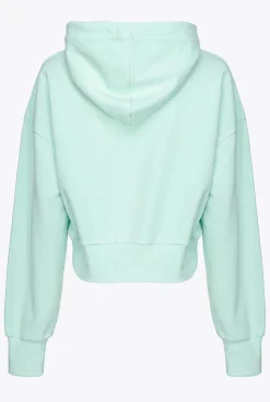 Pièces En Maille|PINKO Sweat-Shirt Cropped A Logo Imprime Bleu Mousseline