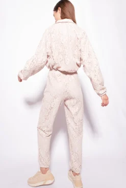 Tailleurs Et Ensembles|PINKO Sweat-Shirt En Dentelle Lamee Beige/Argent